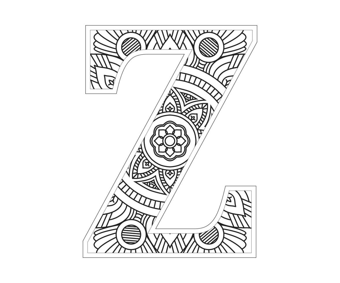 Alphabet Colouring page with Floral stylel, ABC Colouring Page-Download for free vector