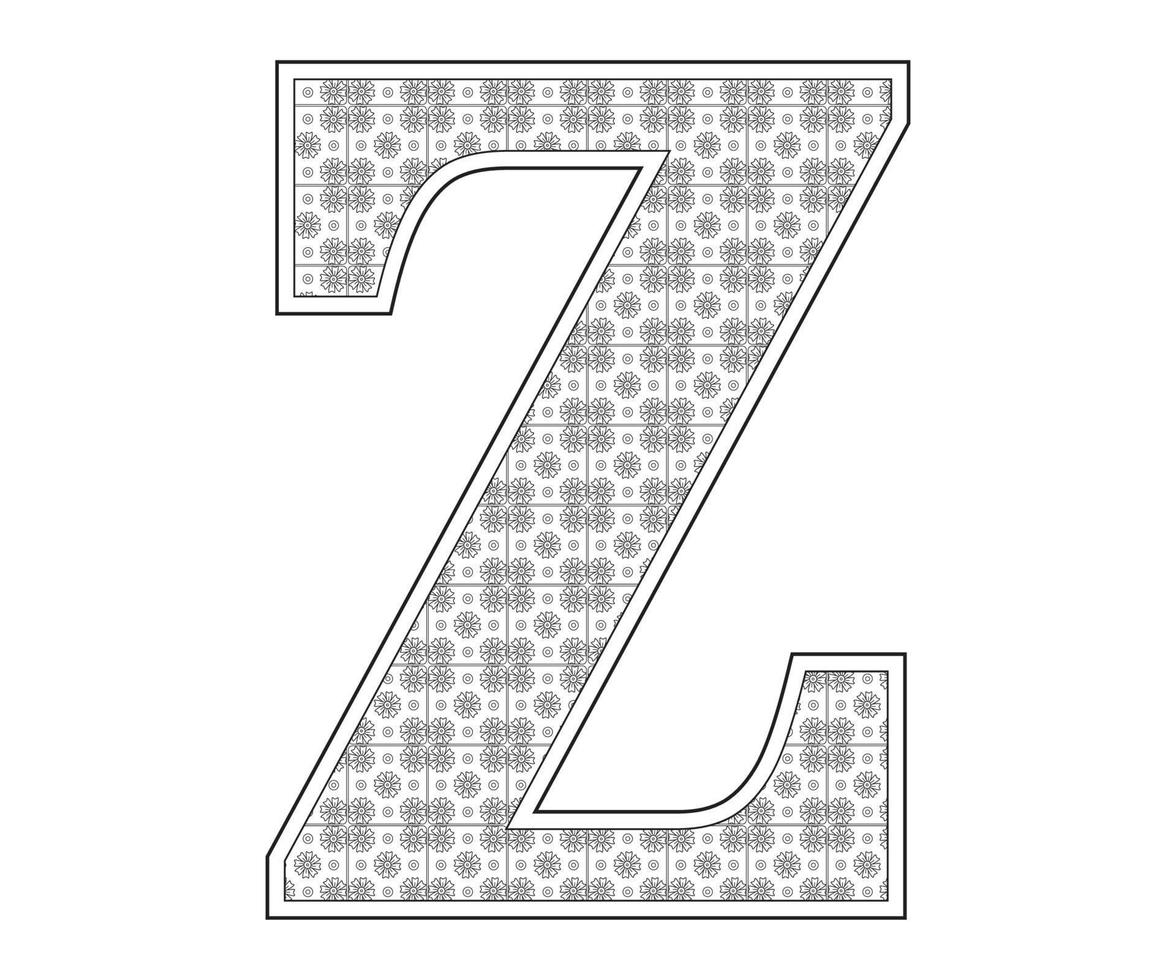 Alphabet Colouring page with Floral stylel, ABC Colouring Page-Download for free vector