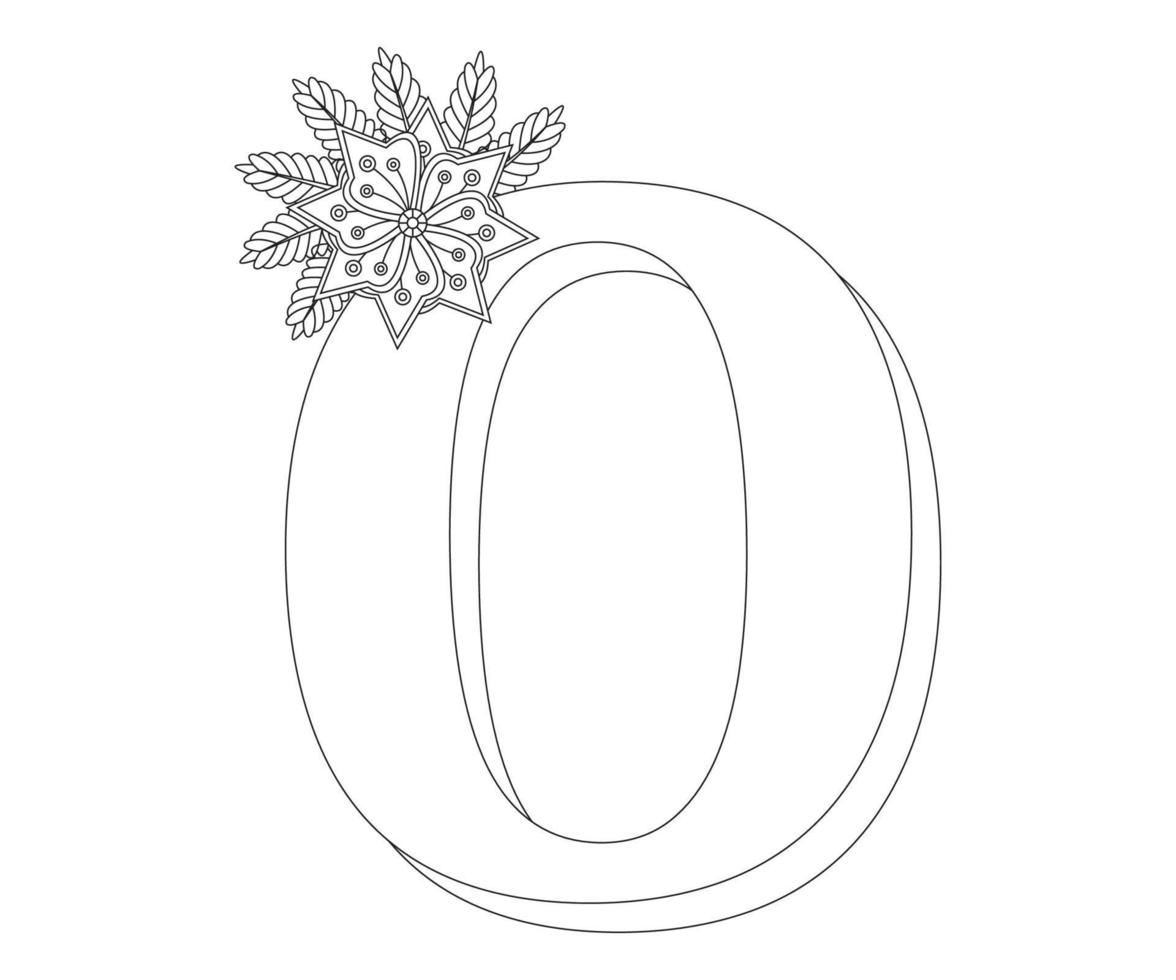 Alphabet colouring page with Floral style. ABC colouring page-Free Vector