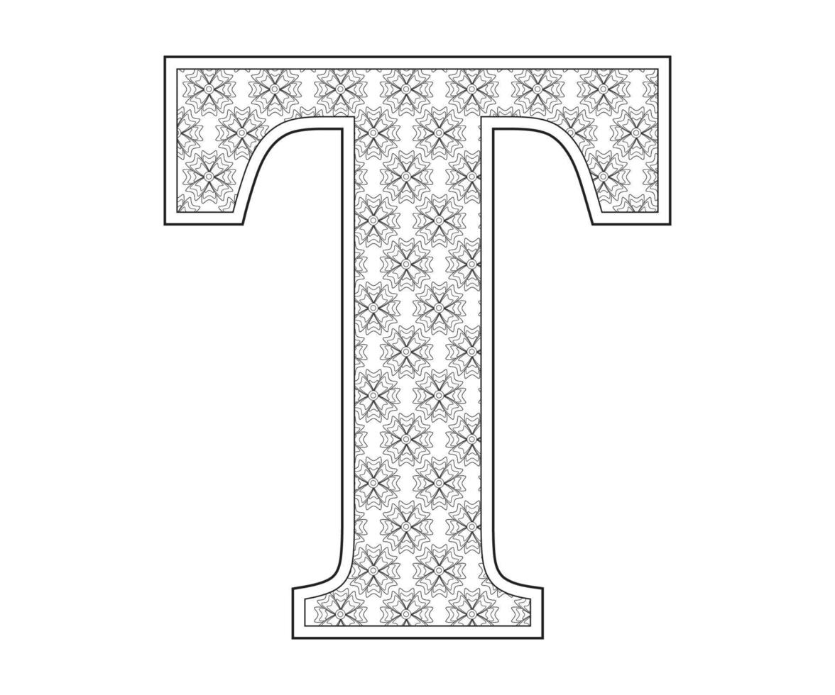 página para colorear del alfabeto con estilo floral, descarga de página para colorear abc para vectores gratis