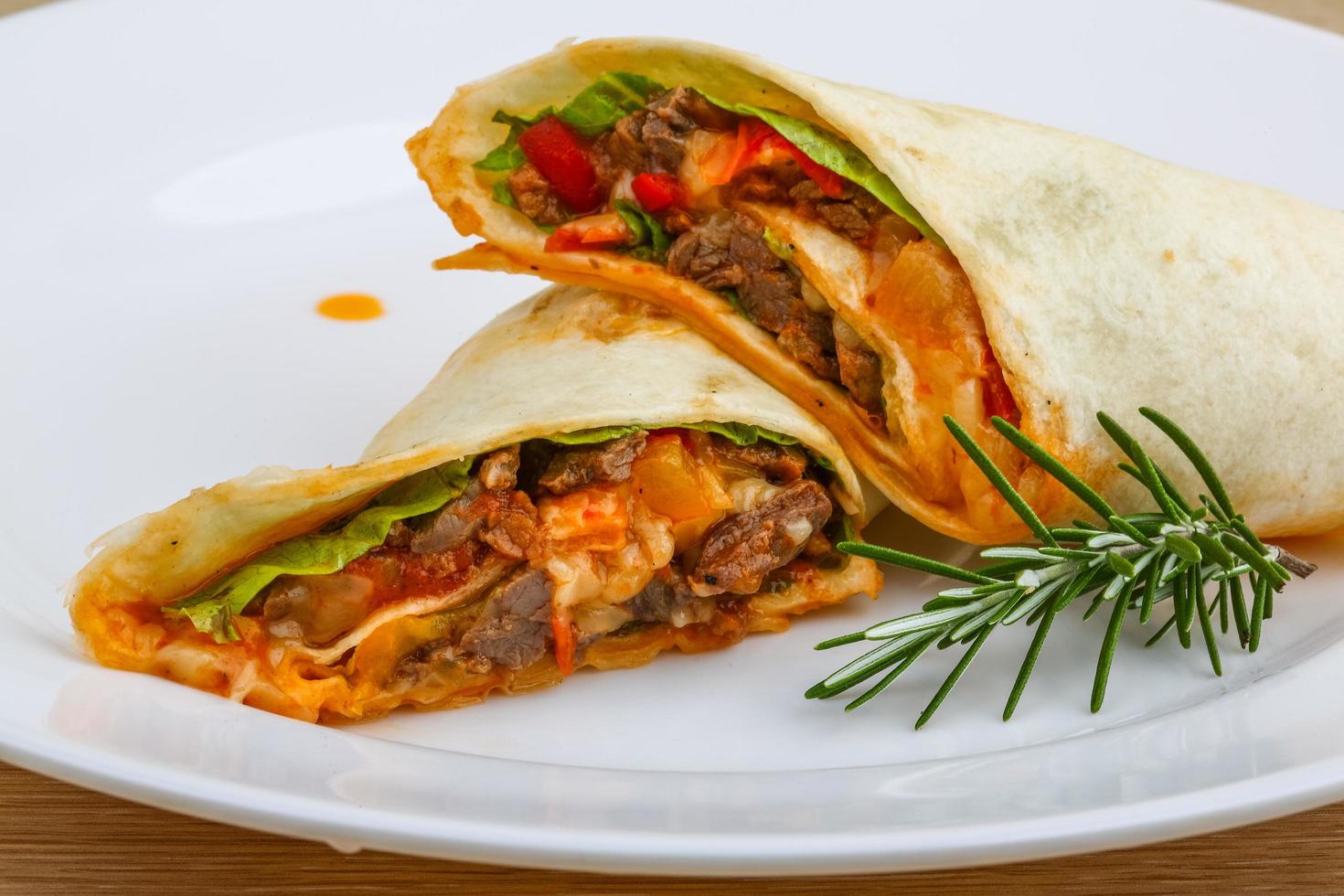 Wrap tortilla on plate photo