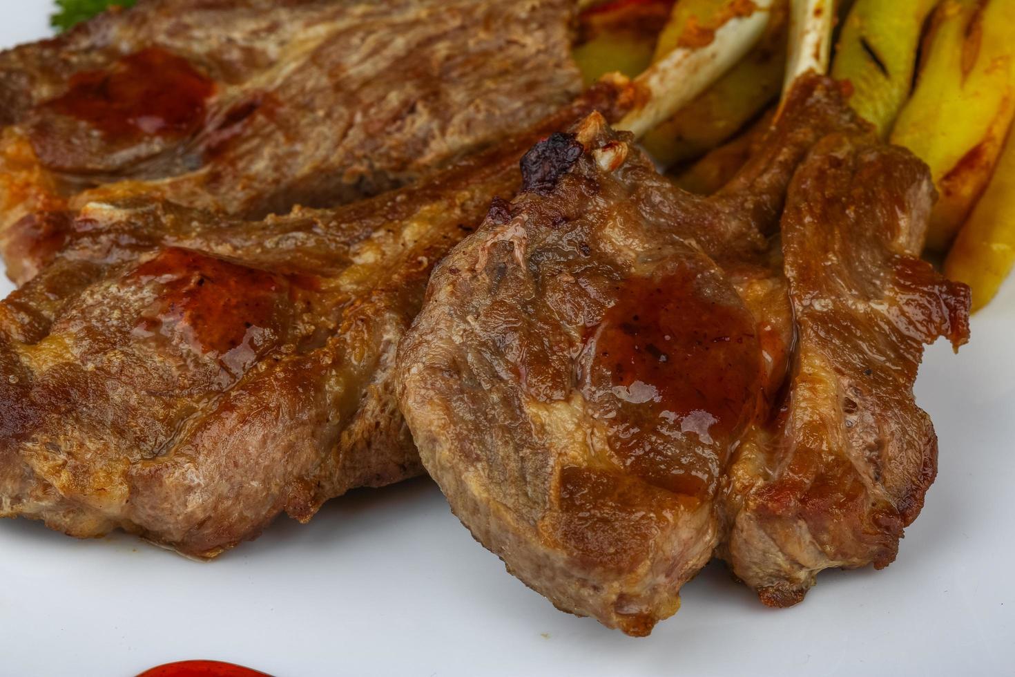 Lamb chops meal view photo