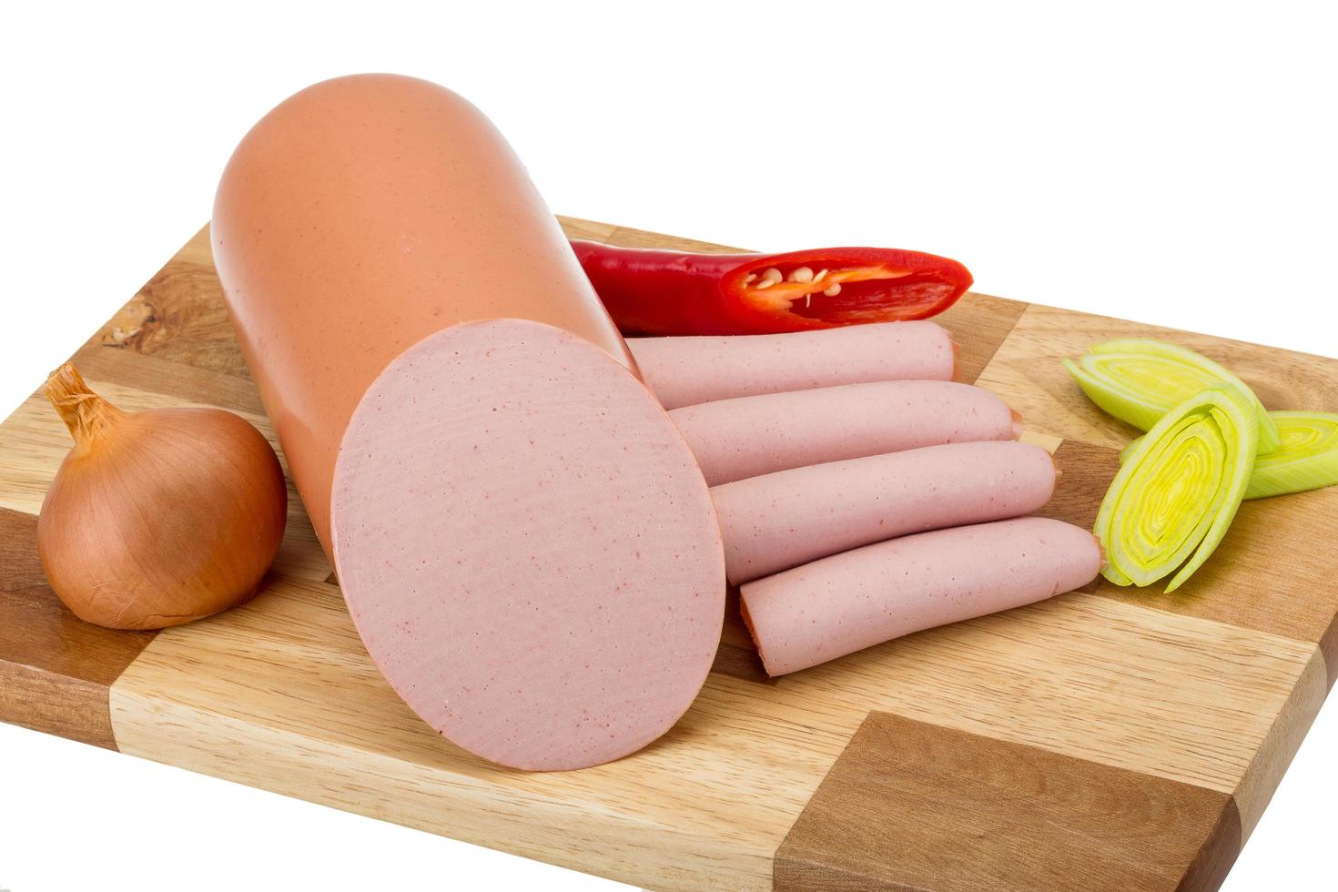 Sausages on wood photo