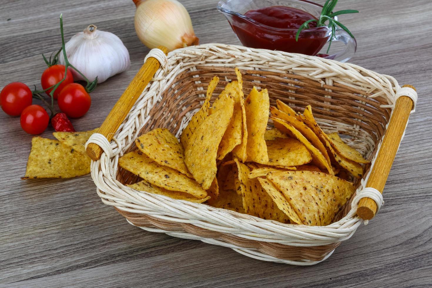 Nachos on wood photo