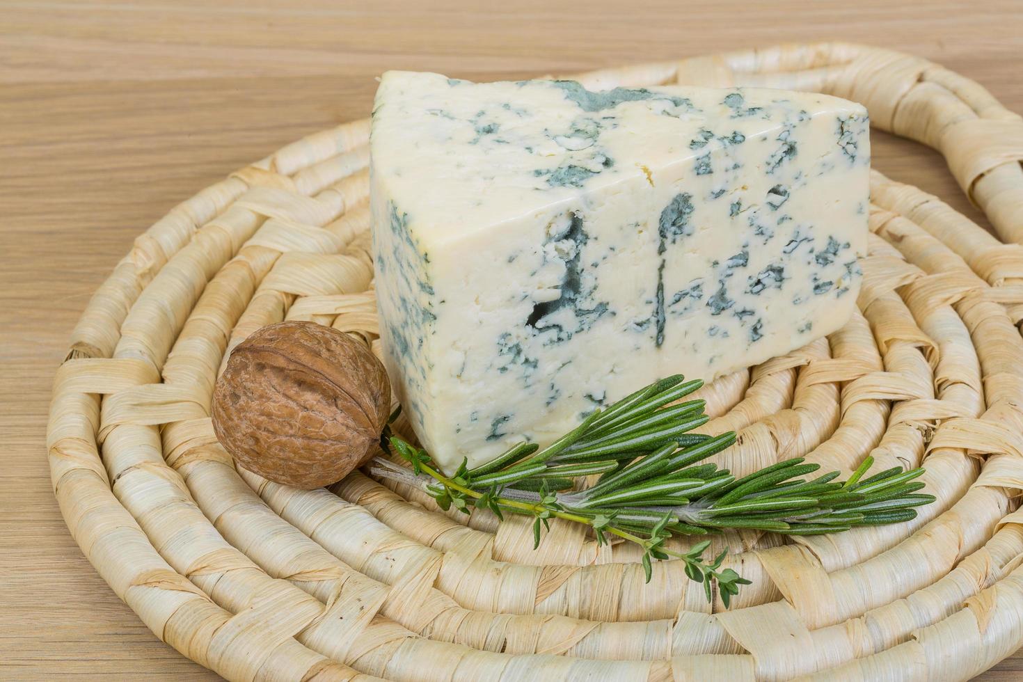 Blue cheese on wood photo