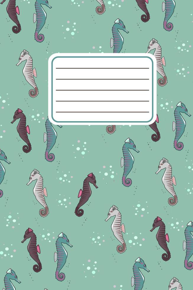 The daily planner template. Organizer and schedule with space for notes. Vector illustration. A list of things to do. sea, seahorse shells