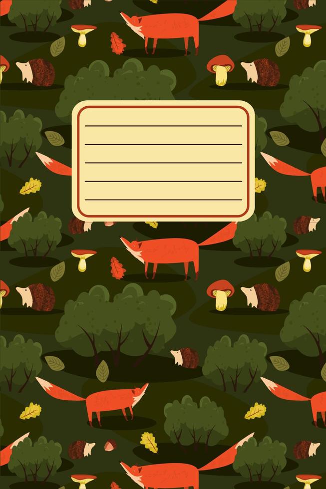 Diary template, notebook cover. Organizer and schedule with space for notes. Vector illustration.. Multicolored with leaves