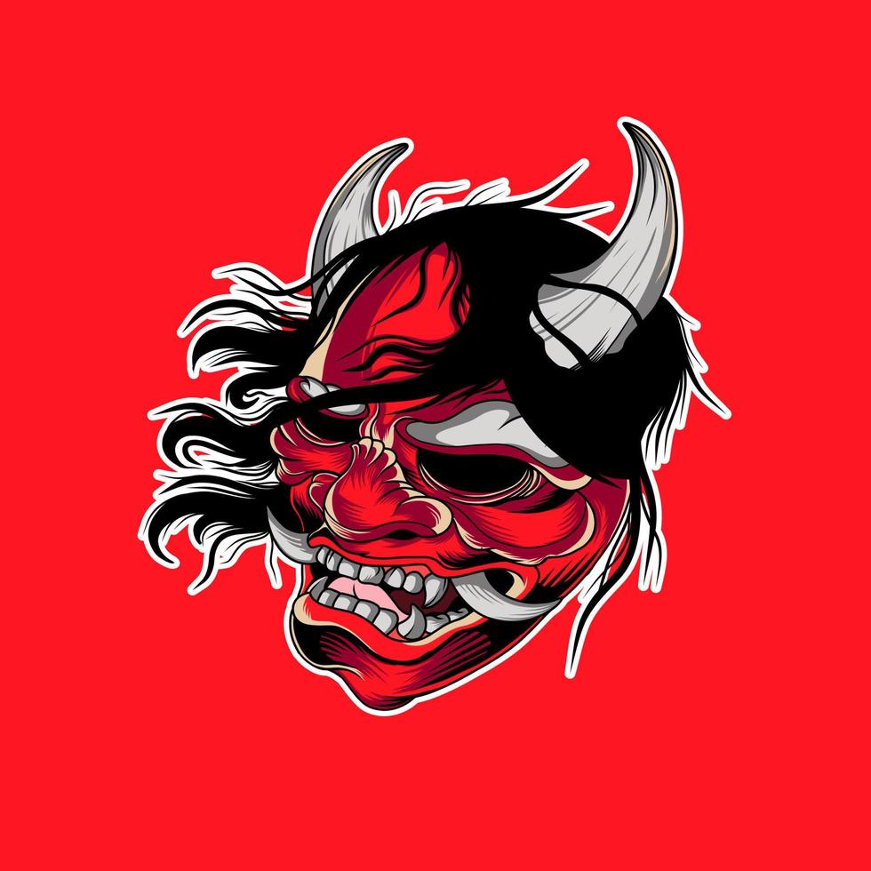 Oni Japanese style horror mask is perfect for your apparel business design vector