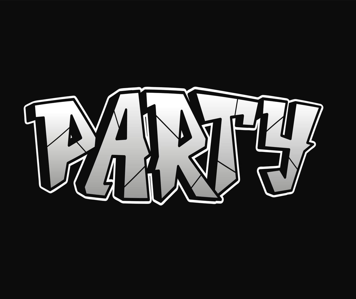 Party word trippy psychedelic graffiti style letters.Vector hand drawn doodle cartoon logo party illustration. Funny cool trippy letters, fashion, graffiti style print for t-shirt, poster concept vector