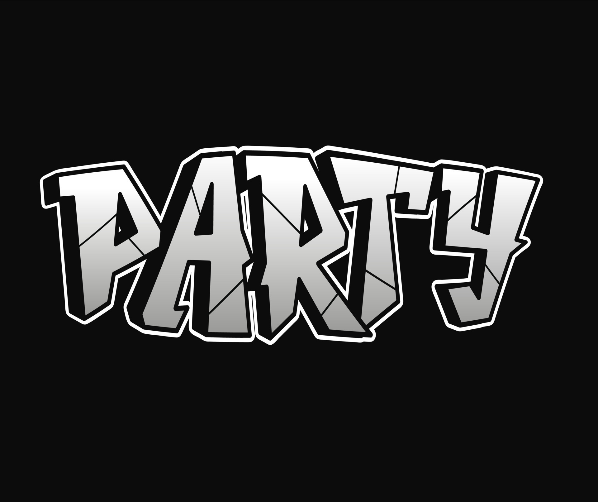 Party word trippy psychedelic graffiti style letters.Vector hand drawn