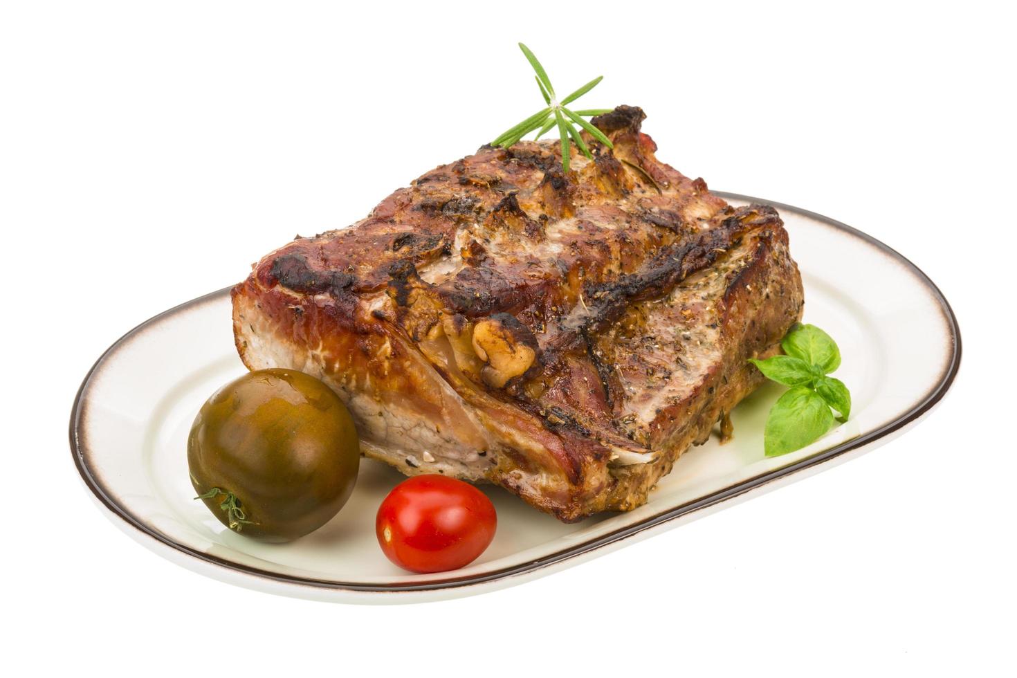 Grilled pork on white photo