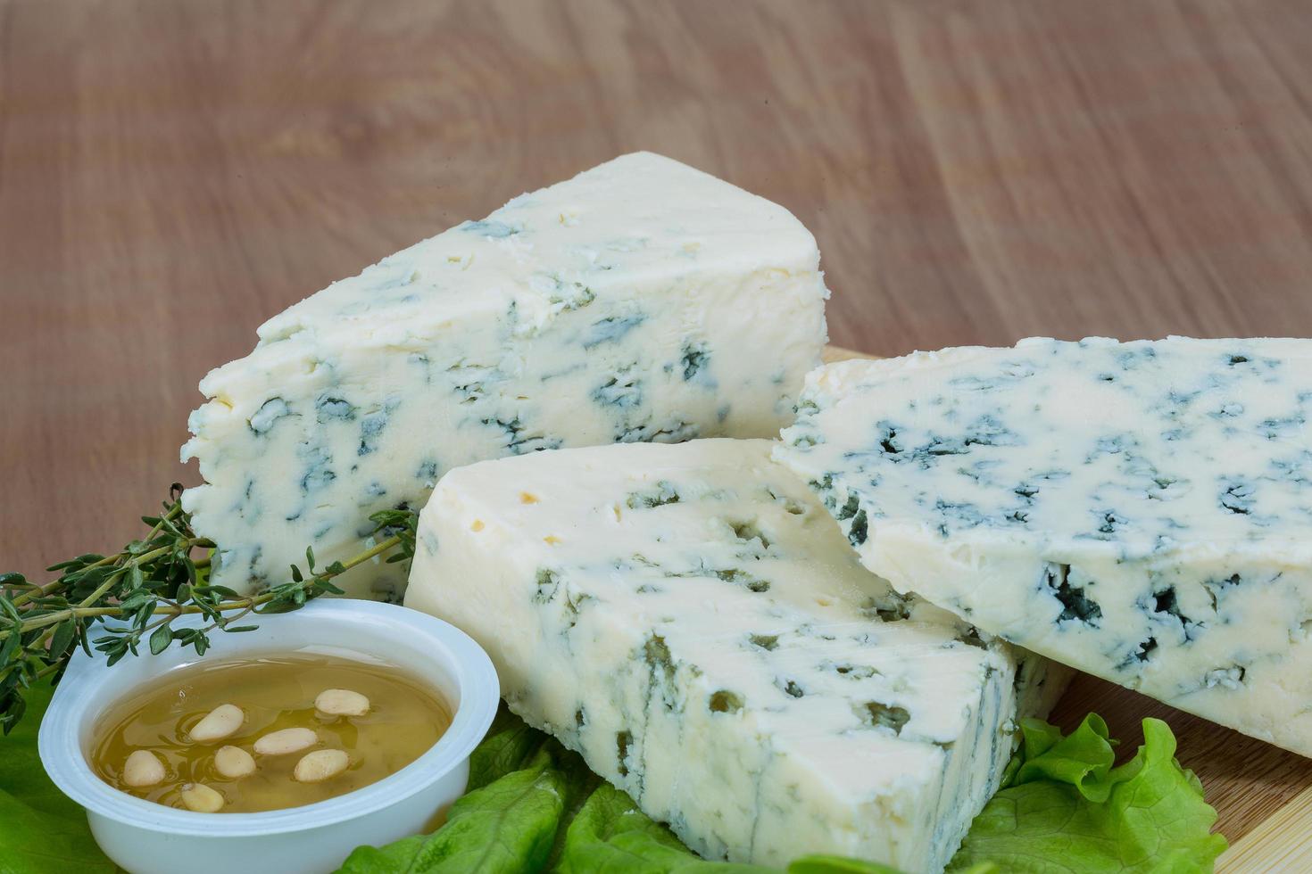 Blue cheese on wood photo