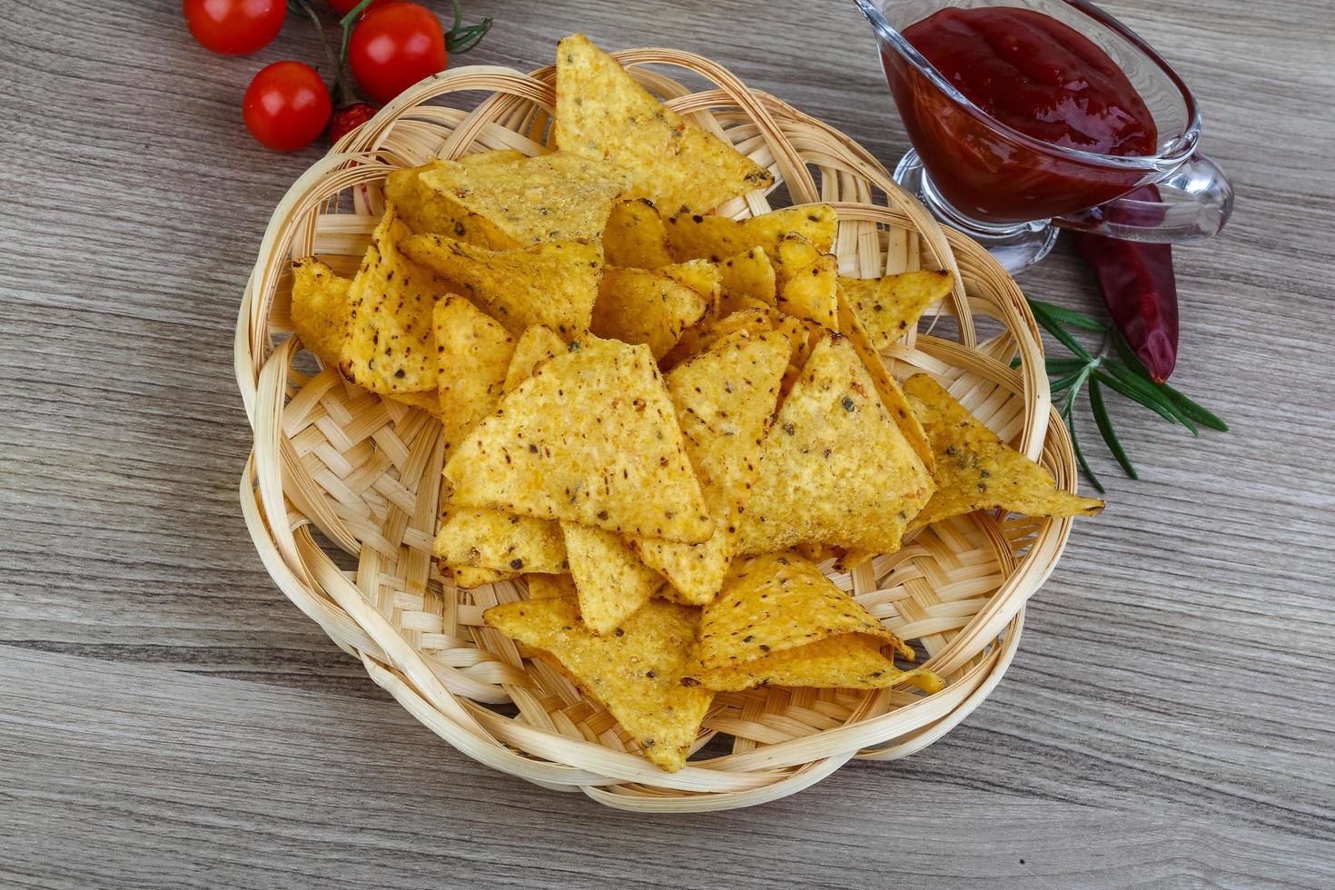 Nachos on wood photo