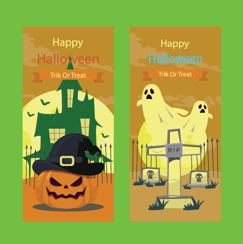 flat design halloween vertical banners vector