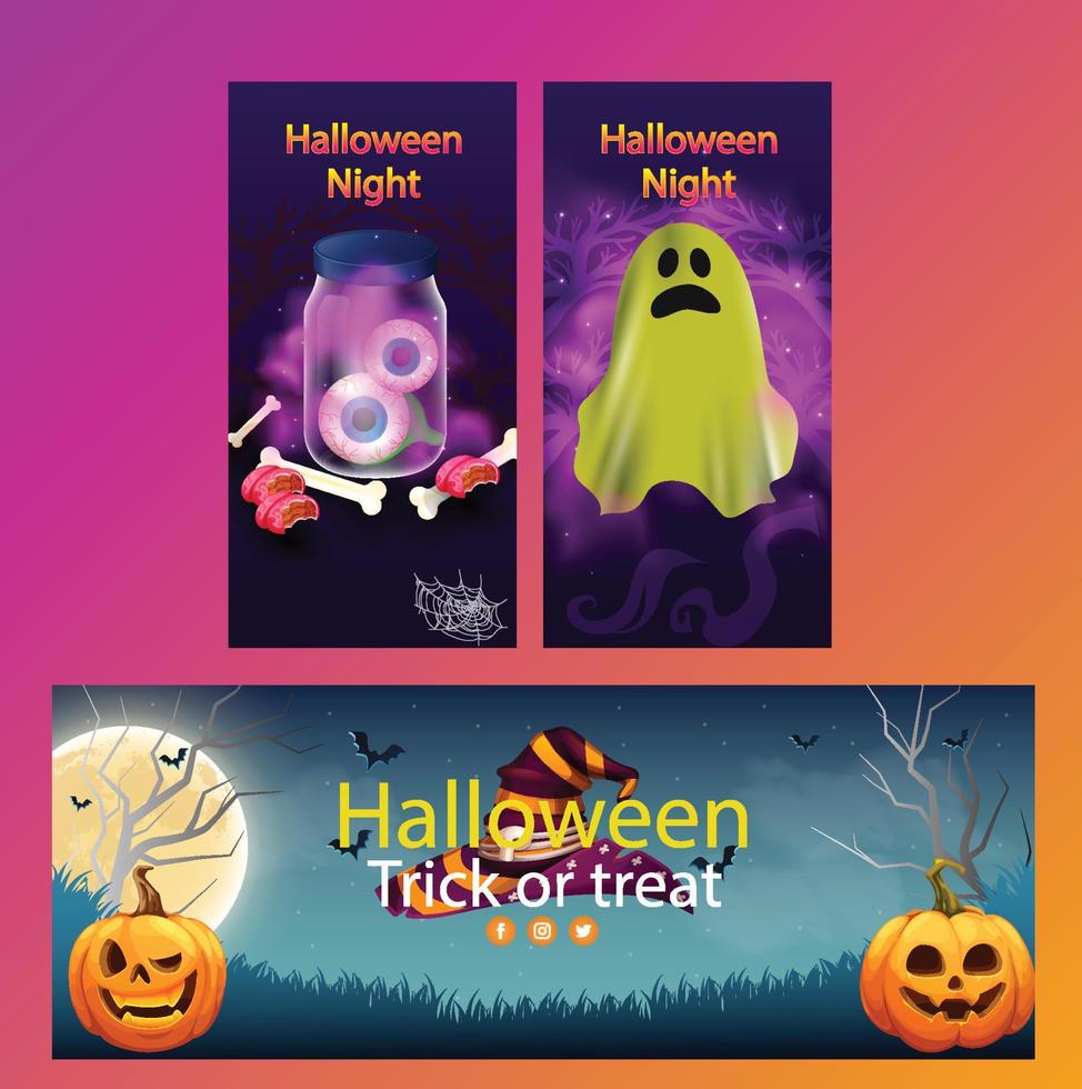 ilustración de banner de venta de halloween con luna vector