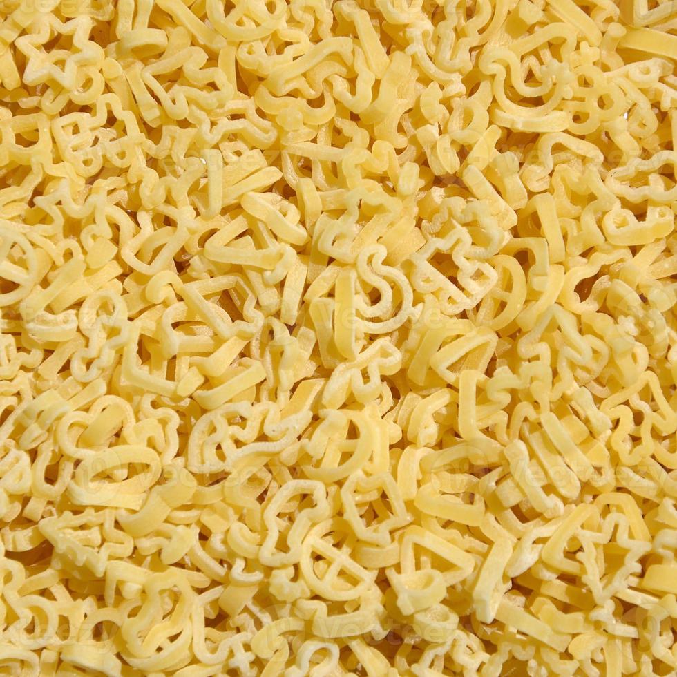 Texture of a lot of curly raw yellow pasta photo