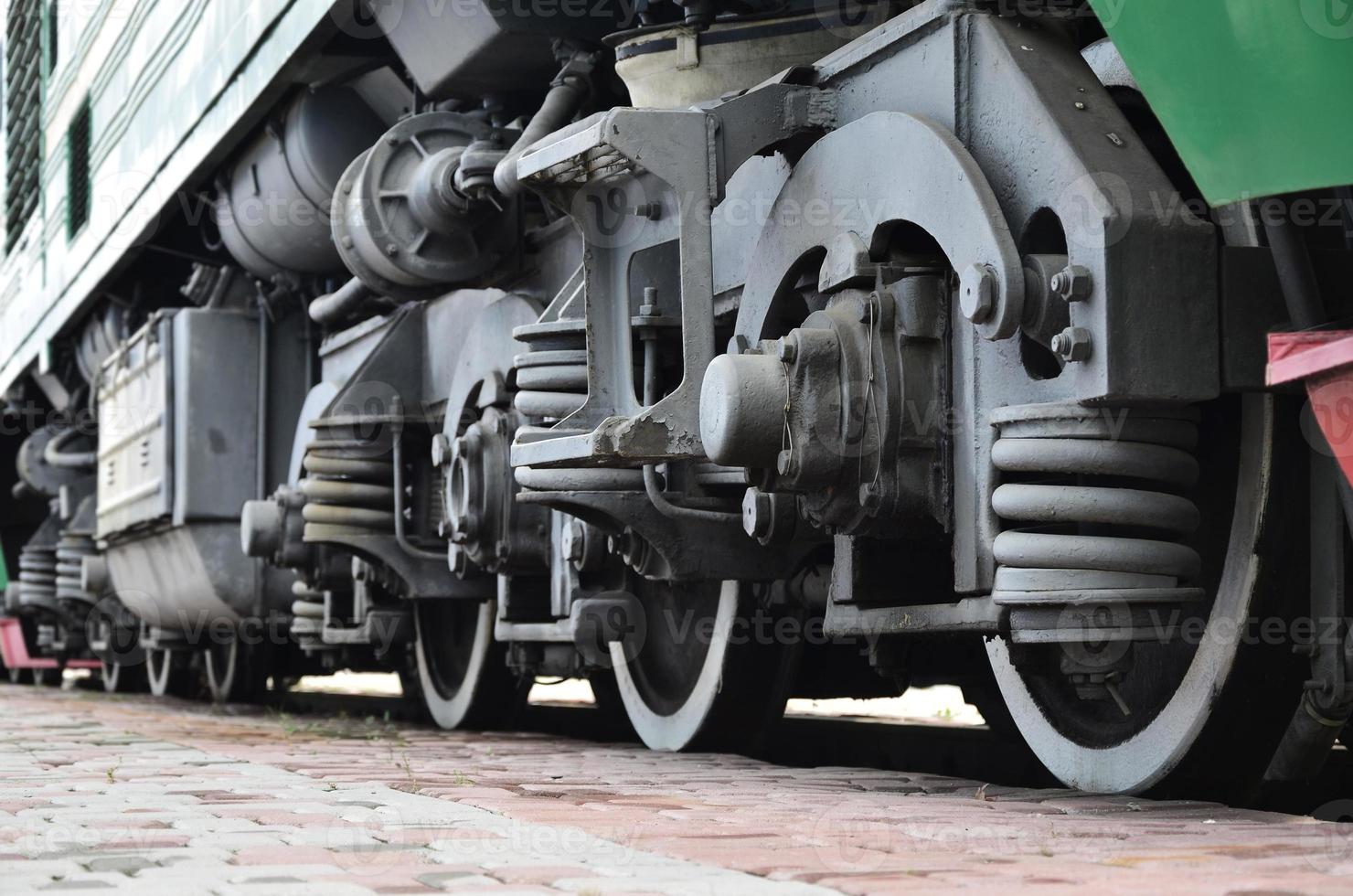 Wheels of a Russian modern locomotive photo