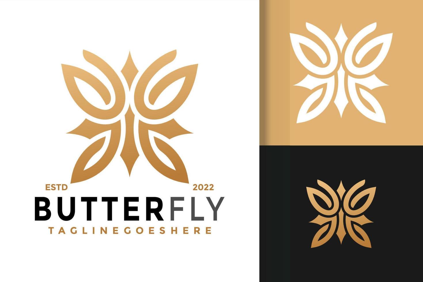 diseño de logotipo de mariposa elegante, vector de logotipos de identidad de marca, logotipo moderno, plantilla de ilustración vectorial de diseños de logotipos