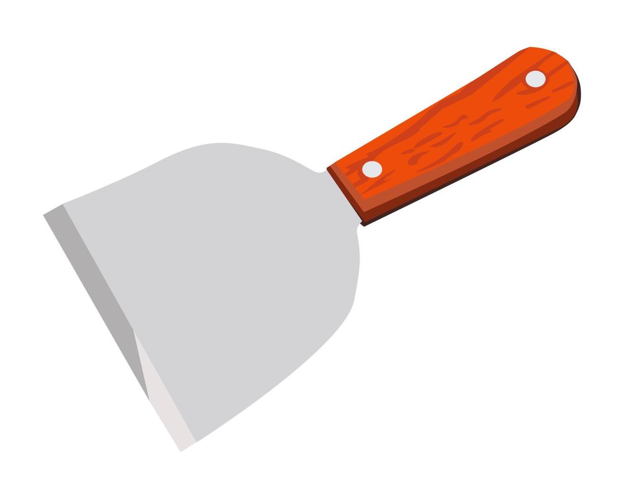 Vector Illustration Scrapper Half rounded griddle scraper spatula with wooden handle isolated on white background. Carpentry hand tools with wooden handle
