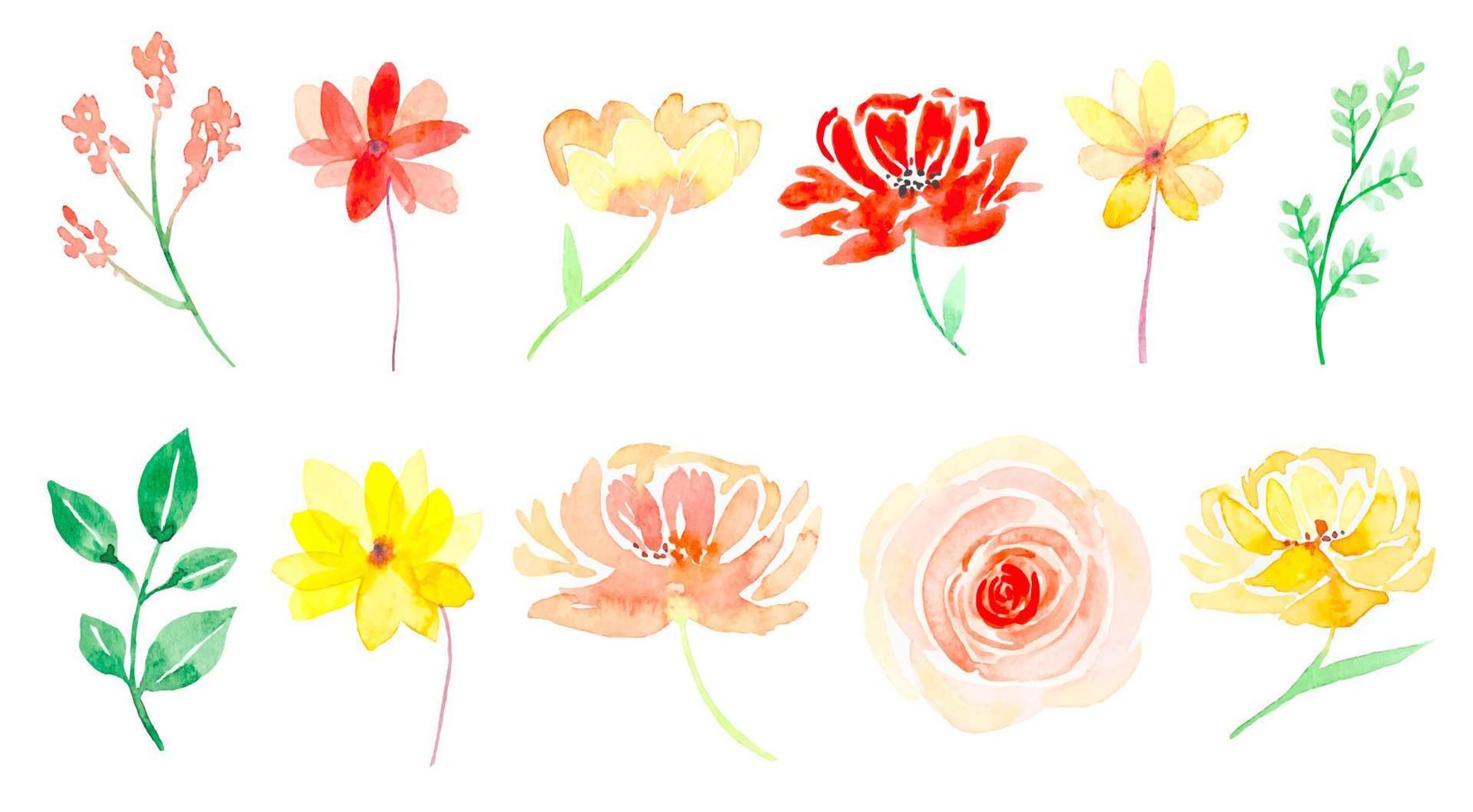 Watercolor flowers set,It's perfect for greeting cards,wedding invitation vector