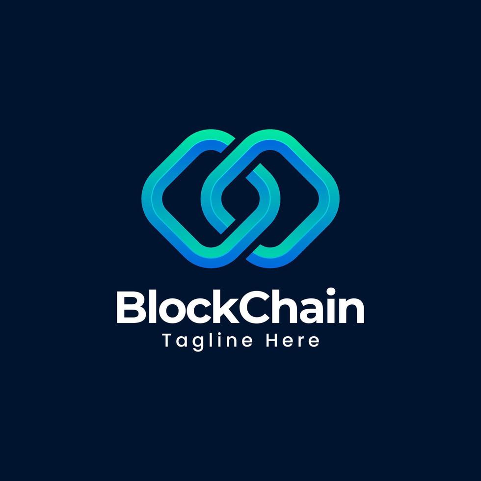 Abstract Modernd Web3 Crypto Blockchain Infinity Square 3d blue gradient on dark background. Cryptocurrency data sign design. geometric block chain technology business Icon Symbol Logo Template Vector