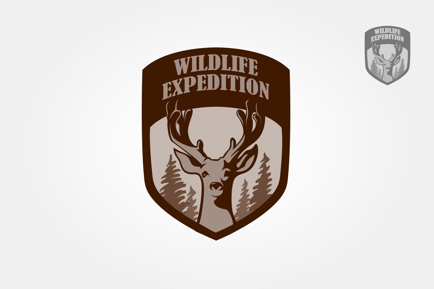 Wildlife Expedition Vector Logo Illustration. Artistic vector logo silhouette of a head deer.