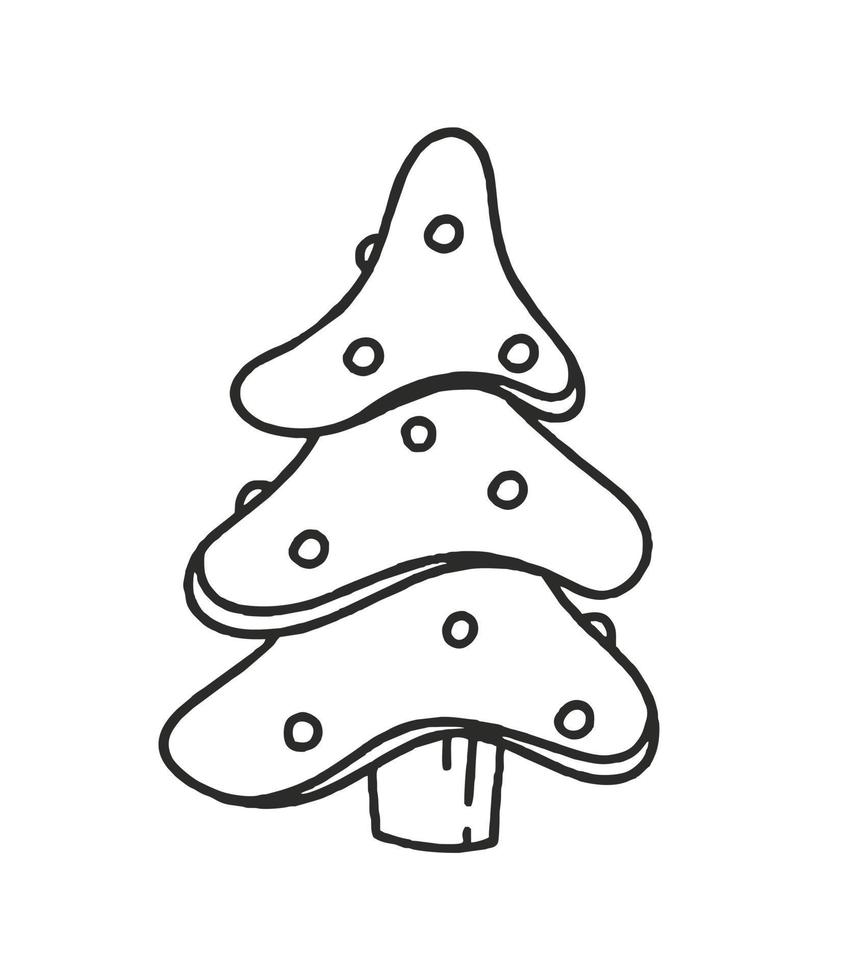 Spruce Vector Christmas Tree Illustration Doodle Isolated on White background Concept of Christmas and Santa