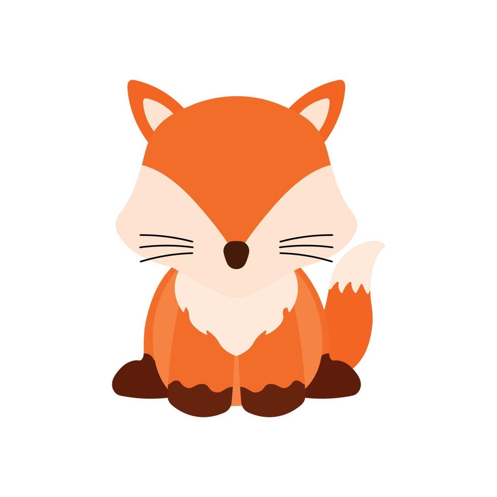 Cute Little Fox Sitting Wild Animal in Animated Cartoon Vector Illustration