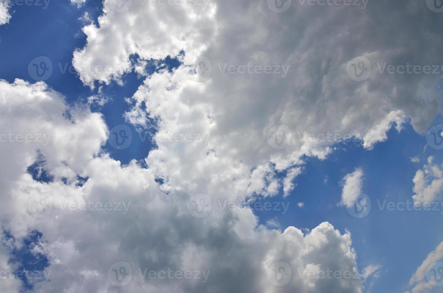 Beautiful blue sky background template with some space for input text message below isolated on blue photo