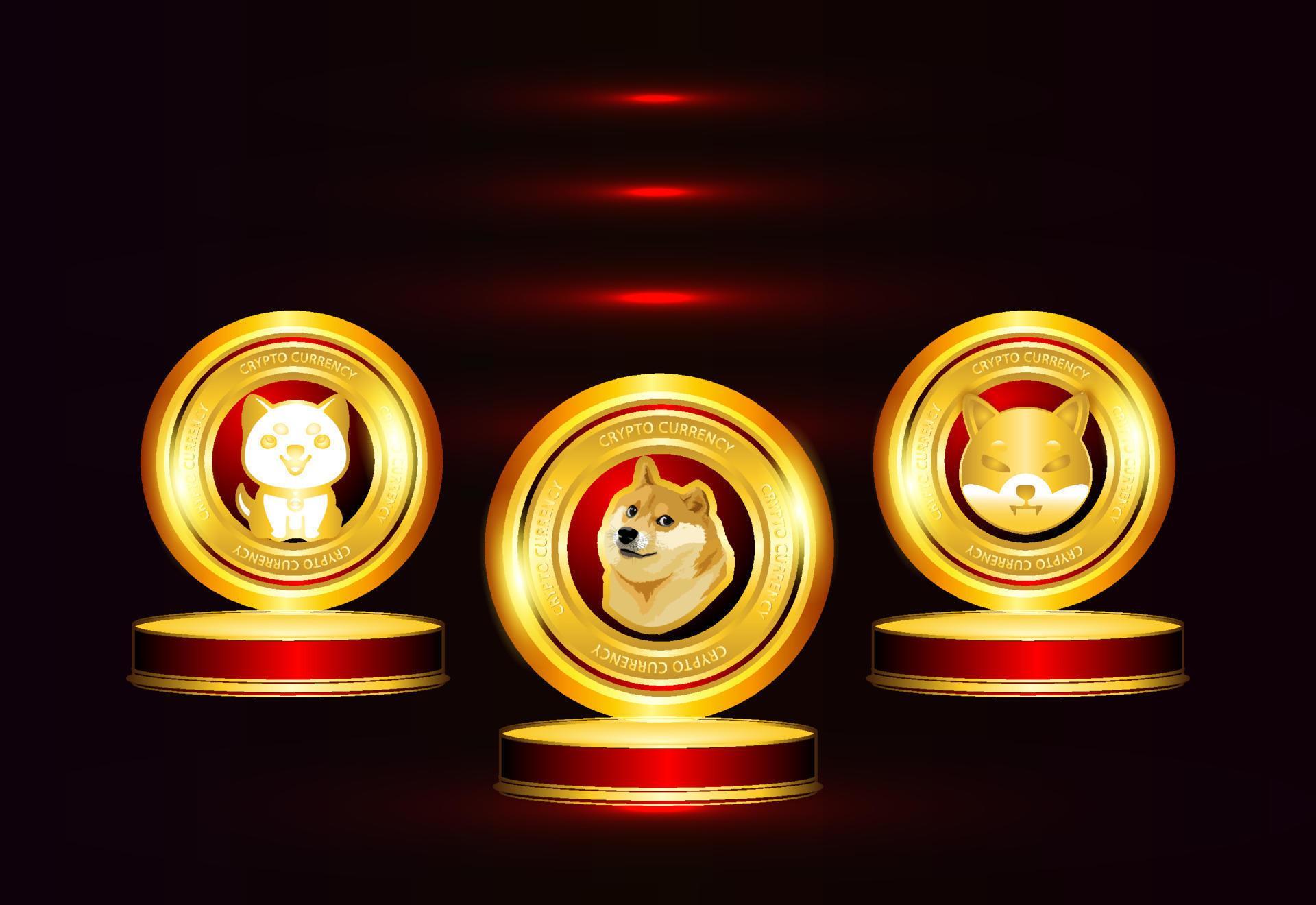 doge meme coin crypto currency on stage background 12774108 Vector Art