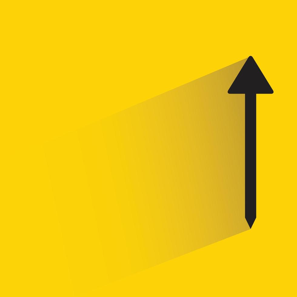 up arrow sign with drop shadow in yellow background vector