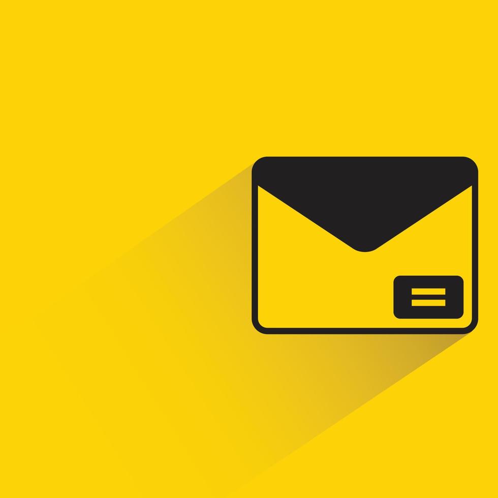 mail with shadow on yellow background vector