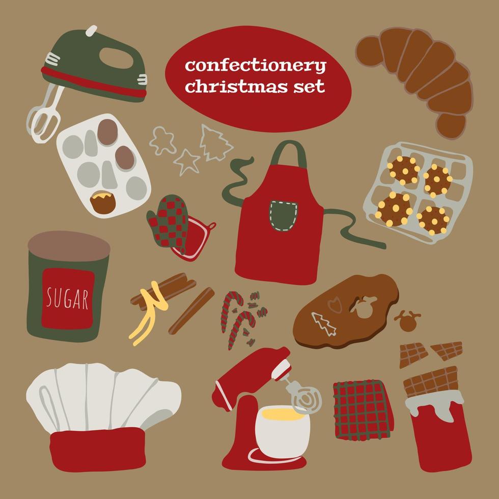 Bakery Christmas set. Set of 15 eps elements vector
