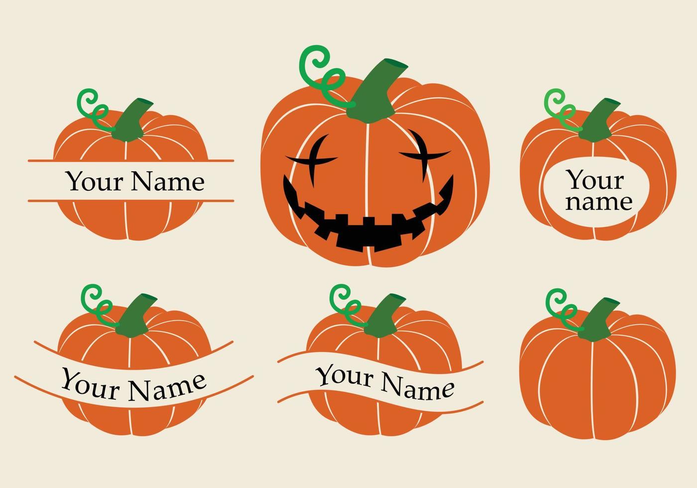 Fall pumpkin monogram, set of pumpkins, fall-autumn pumpkin collection on orange background vector