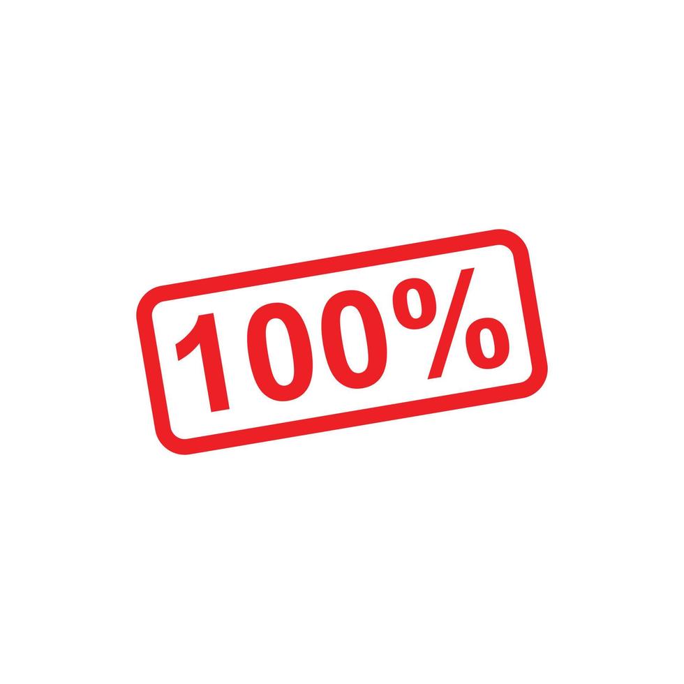 eps10 icono de sello de goma de vector rojo aislado sobre fondo blanco. símbolo de sello al cien por cien en un estilo moderno y plano simple para el diseño de su sitio web, logotipo y aplicación móvil
