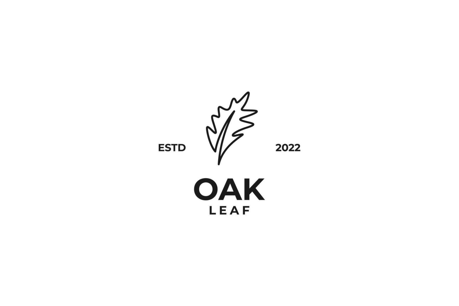 Line oak leaf logo design vector template illustration