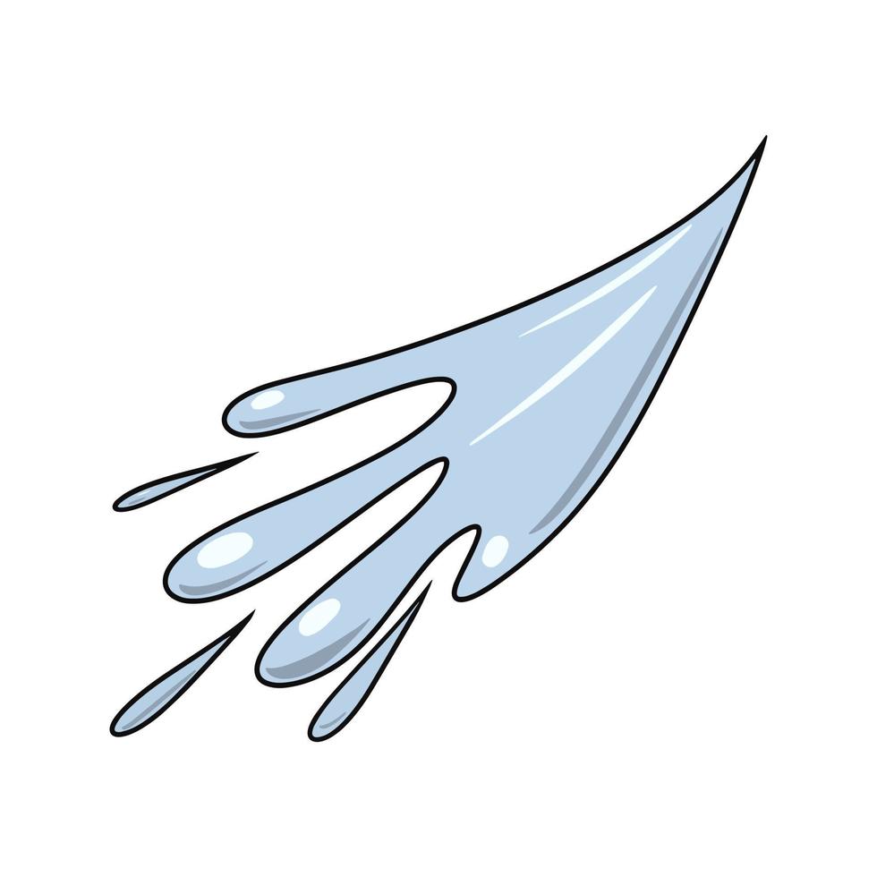 A clear stream of water, splashes, vector illustration in cartoon style on a white background