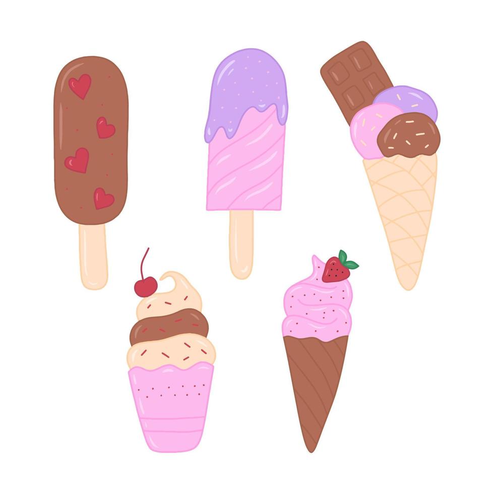 doodle dibujado a mano helado vector ilustración aislada