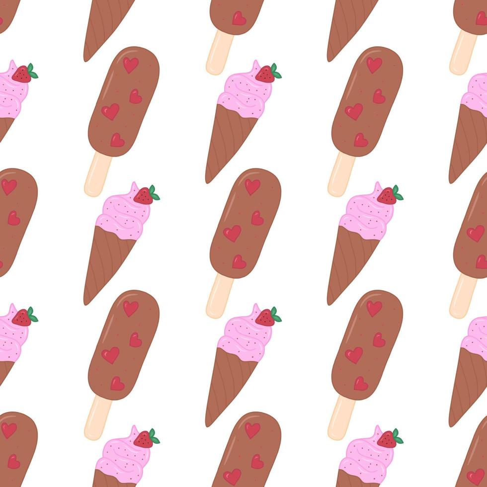 Doodle hand drawn ice cream vector seamless pattern