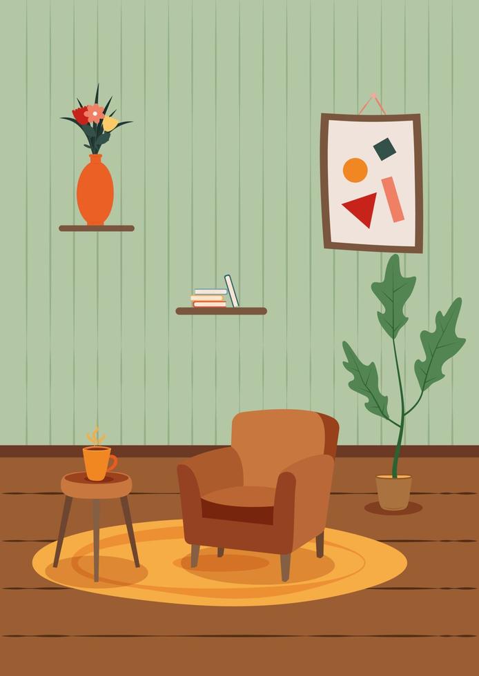 Cozy Home Living Room Interior Clipart Vector