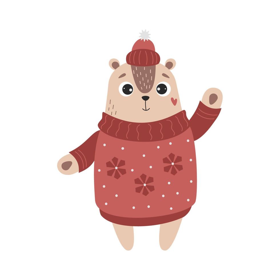 Sticker cute winter chipmunk vector
