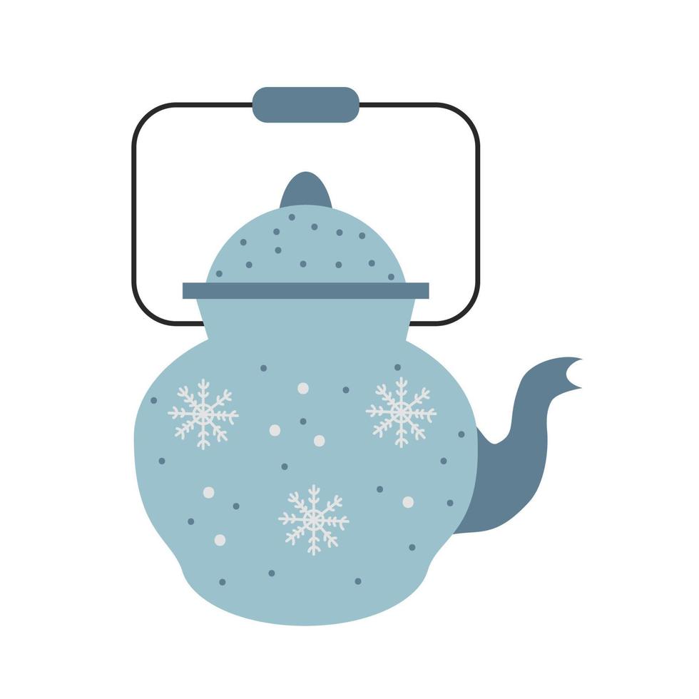 Sticker teapot with snowflakes vector