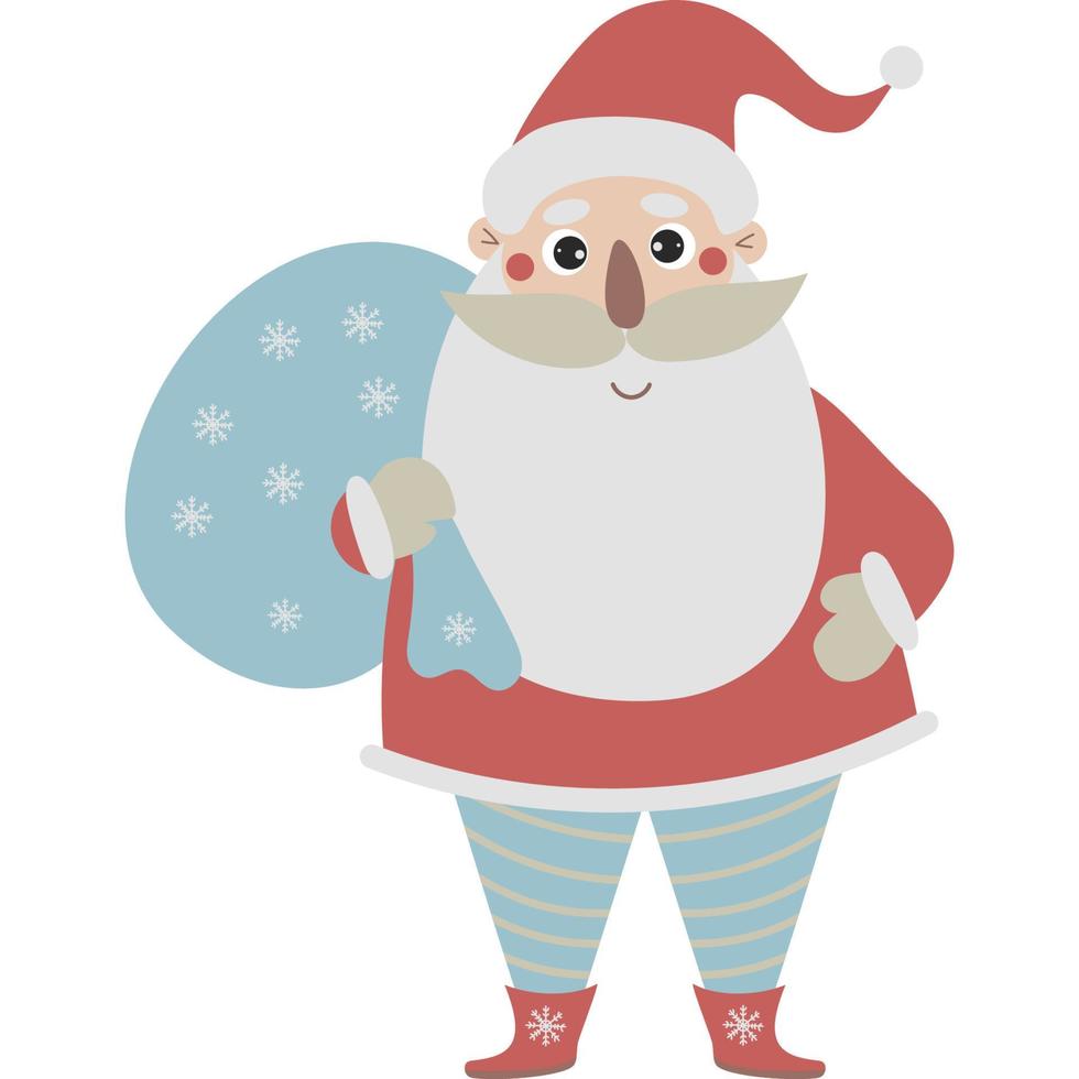 lindo santa claus con bolsa vector