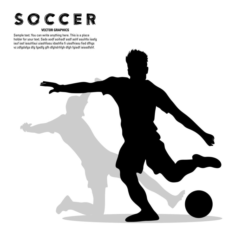 silueta de jugador de fútbol pateando la pelota del oponente aislado sobre fondo blanco vector