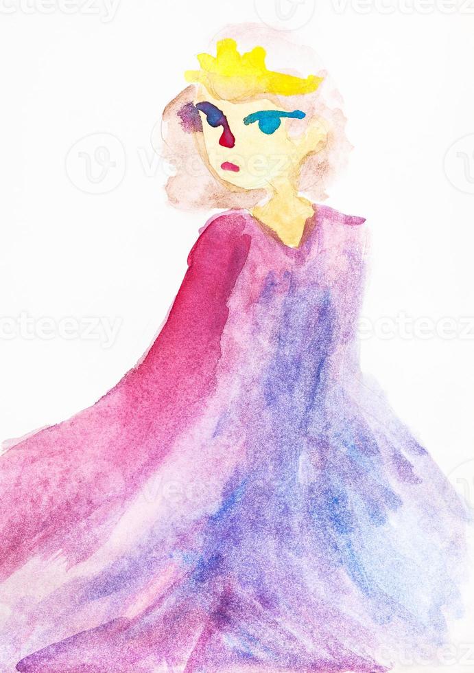 girl with yellow hair in pink long cloak photo