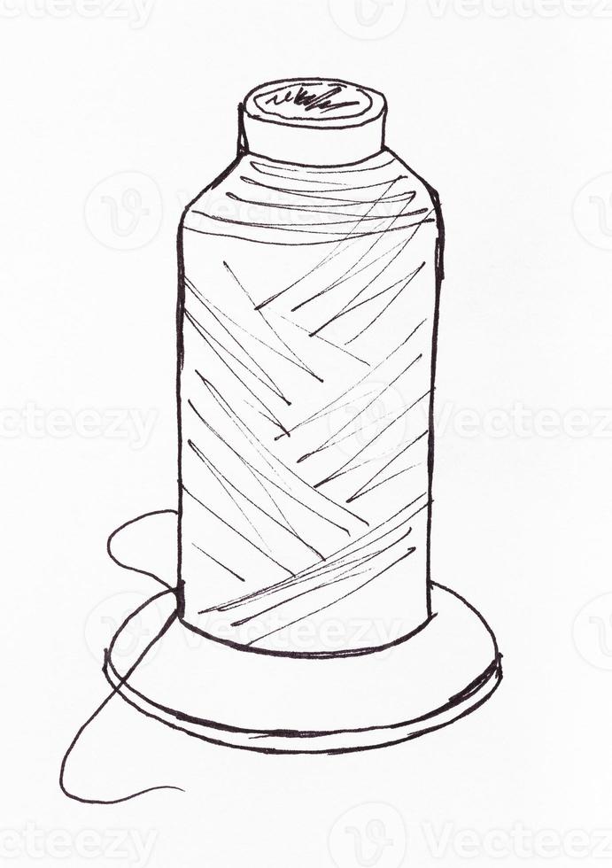 hand-drawn big spool of thread for sewing machine photo