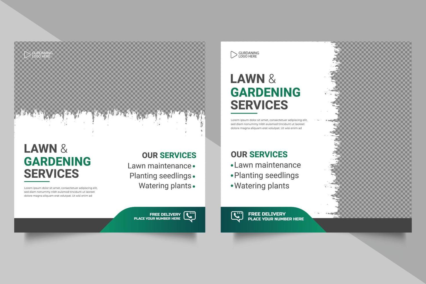 Agricultural and farming services social media post or  web banner  lawn gardening template design vector