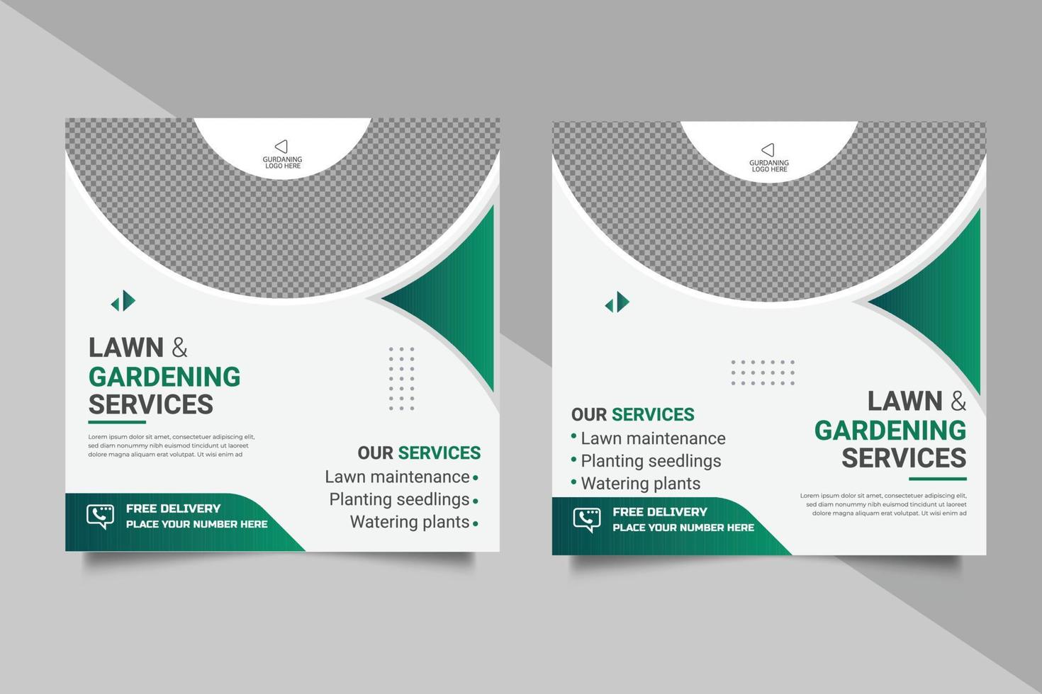 servicios agrícolas y ganaderos publicación en redes sociales o diseño de plantilla de jardinería de césped de banner web vector