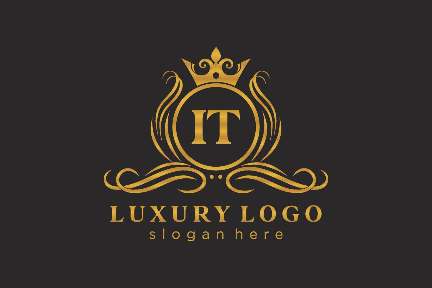 Initial IT Letter Royal Luxury Logo template in vector art for Restaurant, Royalty, Boutique, Cafe, Hotel, Heraldic, Jewelry, Fashion and other vector illustration.