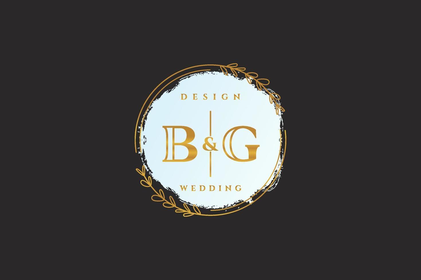 Initial BG beauty monogram and elegant logo design handwriting logo of initial signature, wedding, fashion, floral and botanical with creative template. vector